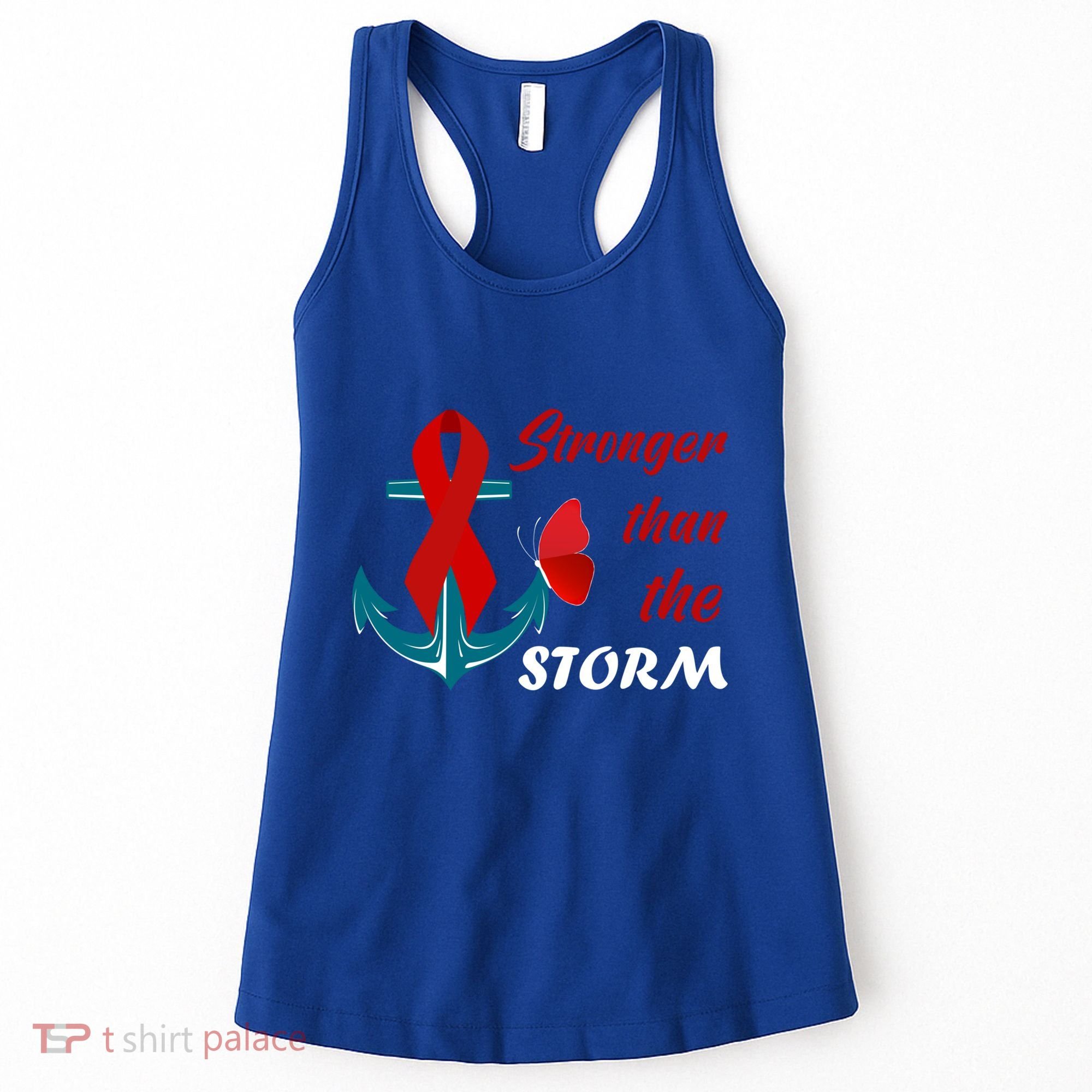 Anchor Stronger Than The Strom Red Ribbon World Aids Day Gift Women's Tank Top