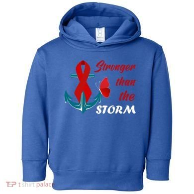 Anchor Stronger Than The Strom Red Ribbon World Aids Day Gift Toddler Hoodie
