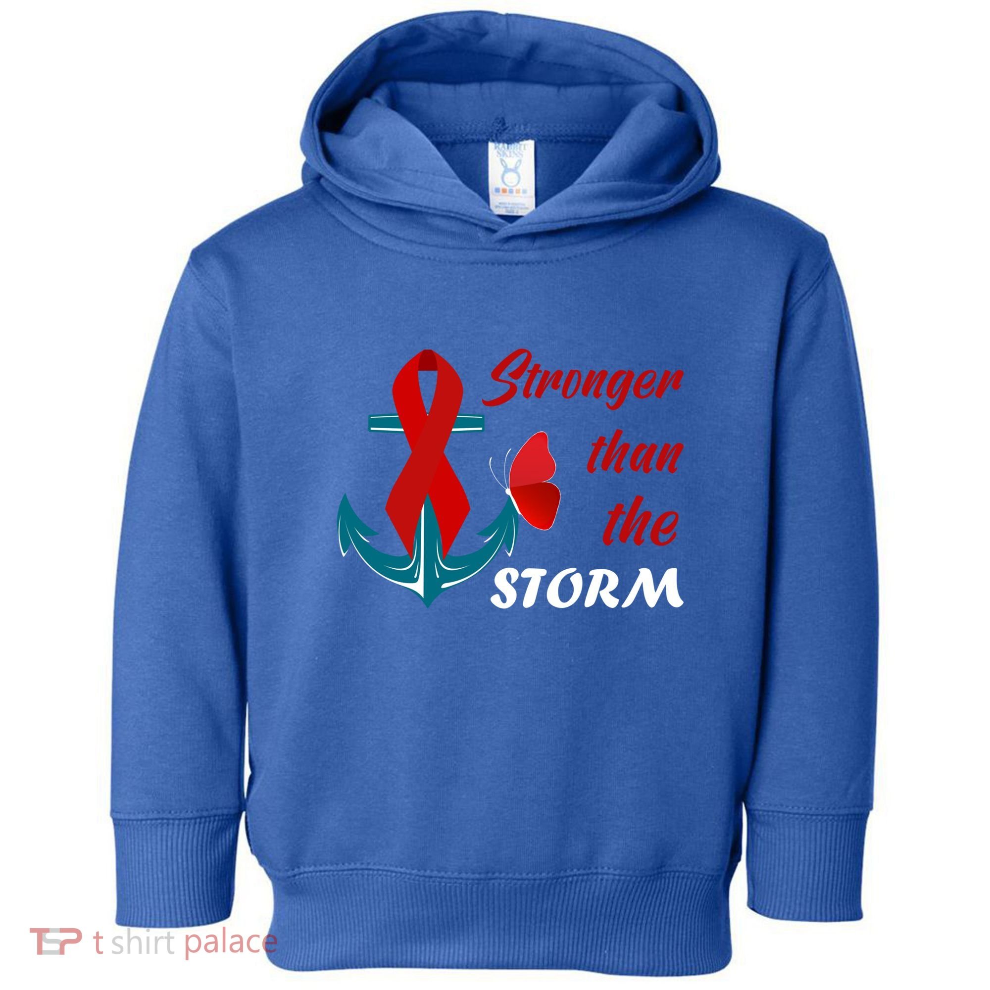 Anchor Stronger Than The Strom Red Ribbon World Aids Day Gift Toddler Hoodie