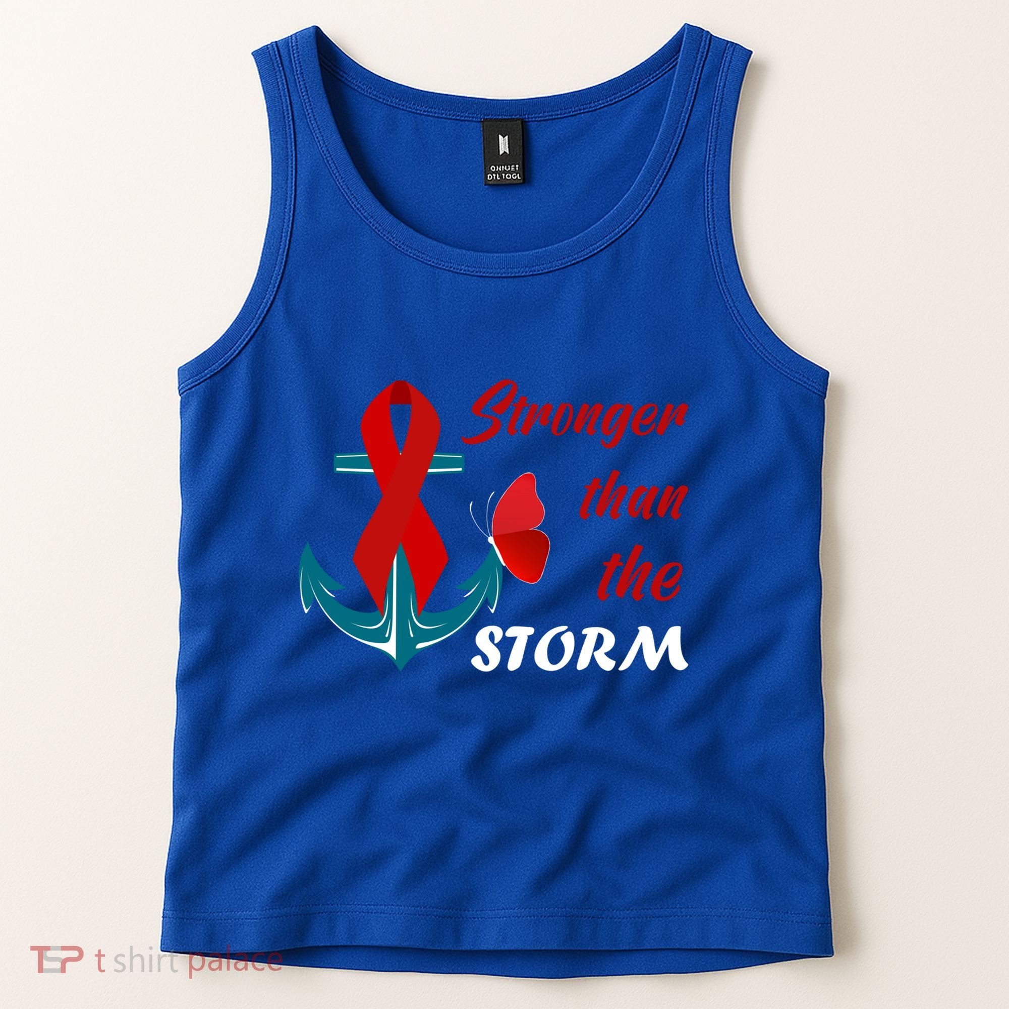 Anchor Stronger Than The Strom Red Ribbon World Aids Day Gift Tank Top