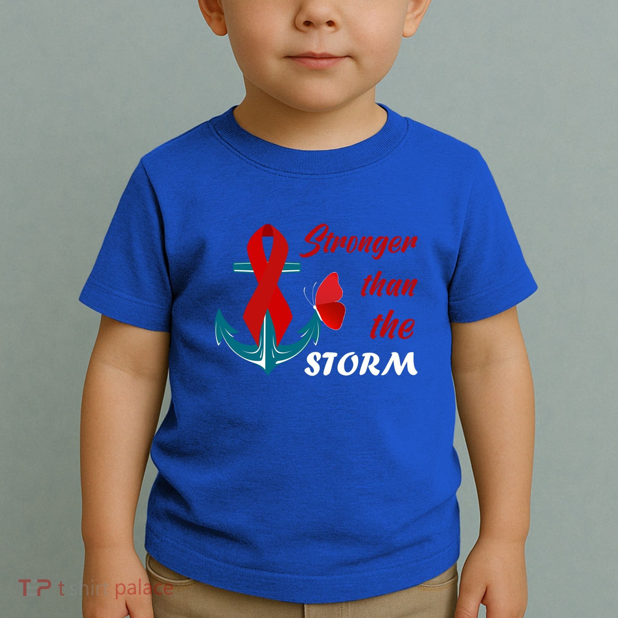 Anchor Stronger Than The Strom Red Ribbon World Aids Day Gift Toddler T-Shirt