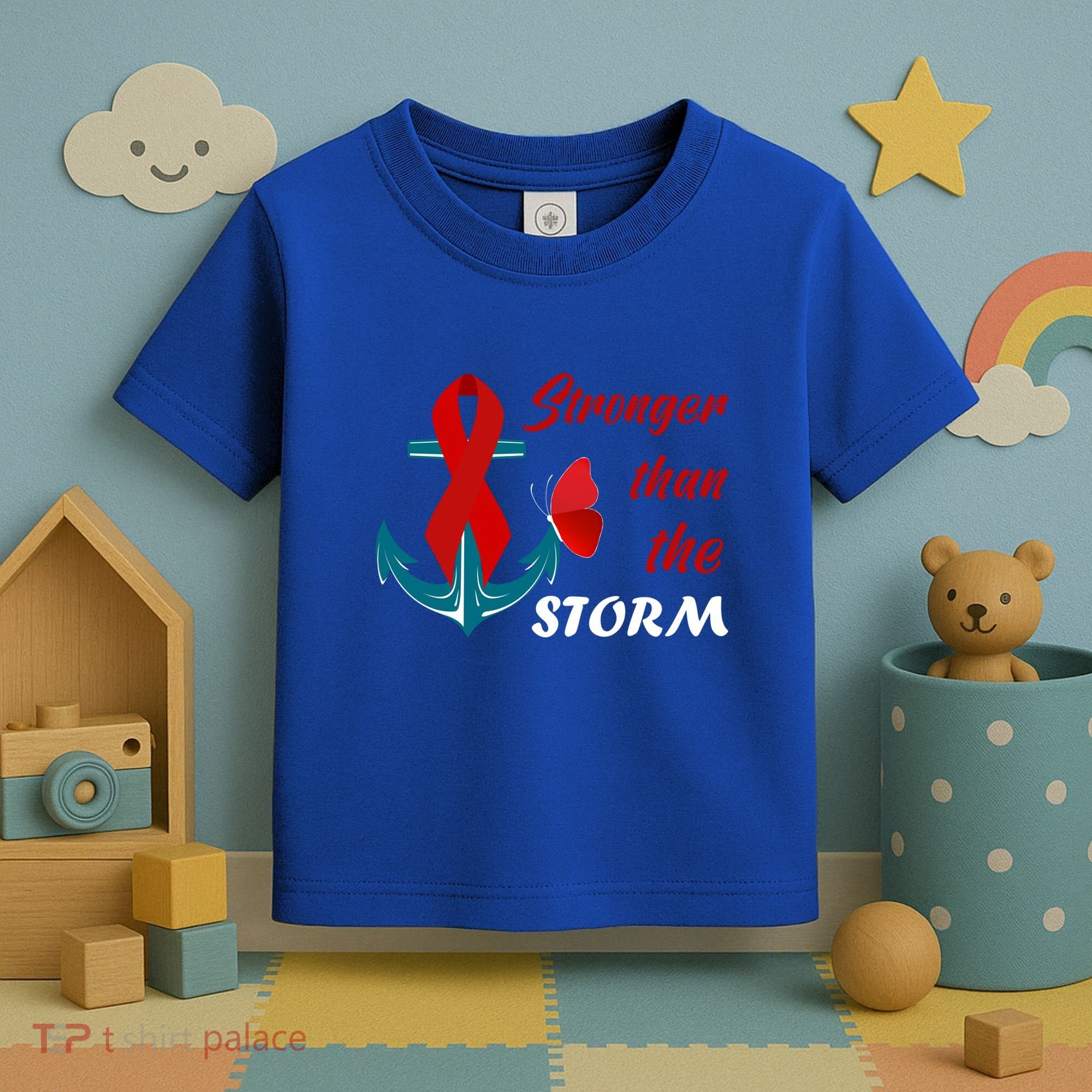 Anchor Stronger Than The Strom Red Ribbon World Aids Day Gift Toddler T-Shirt