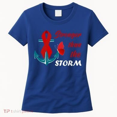 Anchor Stronger Than The Strom Red Ribbon World Aids Day Gift Women's T-Shirt