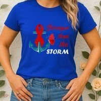 Anchor Stronger Than The Strom Red Ribbon World Aids Day Gift Women's T-Shirt thumb 2