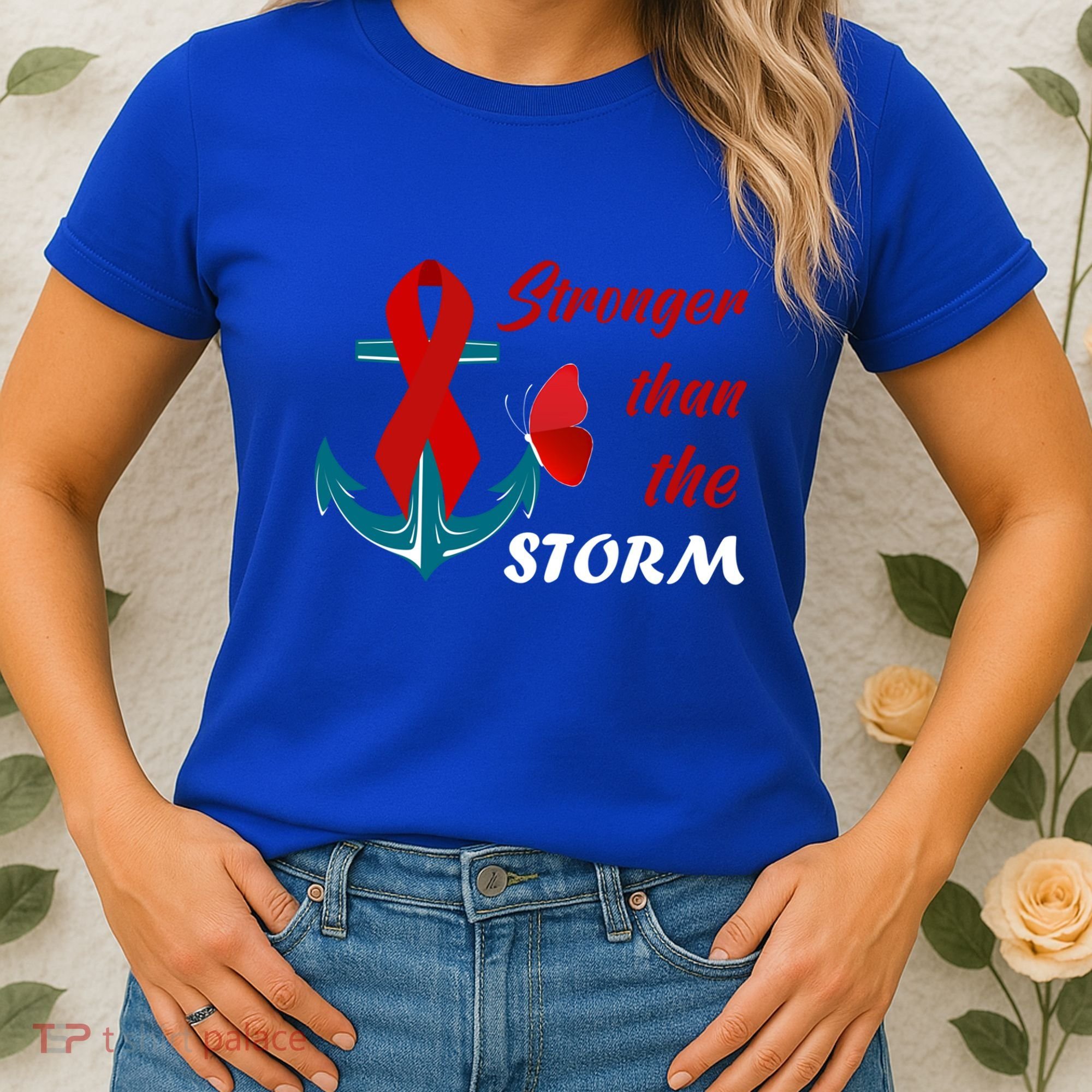 Anchor Stronger Than The Strom Red Ribbon World Aids Day Gift Women's T-Shirt