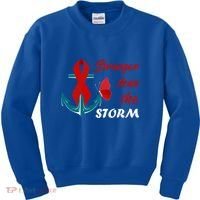 Anchor Stronger Than The Strom Red Ribbon World Aids Day Gift Kids Sweatshirt thumb 0
