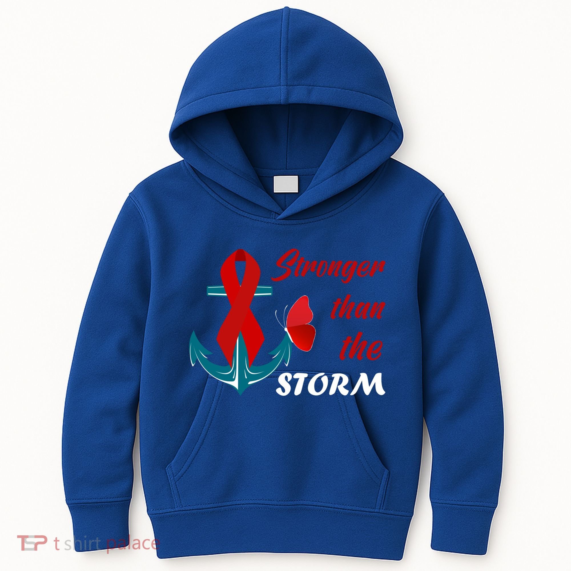 Anchor Stronger Than The Strom Red Ribbon World Aids Day Gift Kids Hoodie