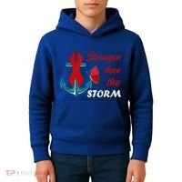 Anchor Stronger Than The Strom Red Ribbon World Aids Day Gift Kids Hoodie thumb 4