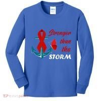 Anchor Stronger Than The Strom Red Ribbon World Aids Day Gift Kids Long Sleeve Shirt thumb 0