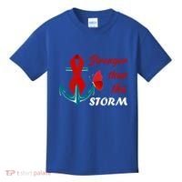 Anchor Stronger Than The Strom Red Ribbon World Aids Day Gift Kids T-Shirt thumb 0