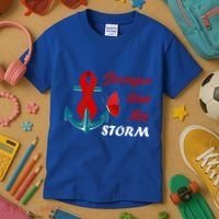 Anchor Stronger Than The Strom Red Ribbon World Aids Day Gift Kids T-Shirt thumb 3