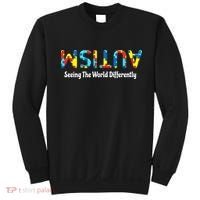 Autism Seeing The World Differently Upside Autism Awareness Sweatshirt thumb 0
