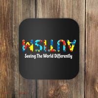 Autism Seeing The World Differently Upside Autism Awareness Coaster thumb 0