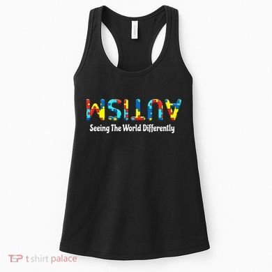 Autism Seeing The World Differently Upside Autism Awareness Women's Tank Top