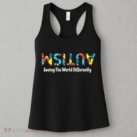 Autism Seeing The World Differently Upside Autism Awareness Women's Tank Top thumb 3