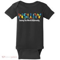 Autism Seeing The World Differently Upside Autism Awareness Baby Bodysuit thumb 0