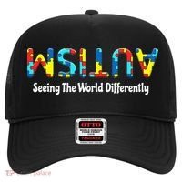 Autism Seeing The World Differently Upside Autism Awareness Hat thumb 0
