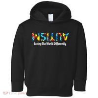 Autism Seeing The World Differently Upside Autism Awareness Toddler Hoodie thumb 0