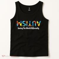Autism Seeing The World Differently Upside Autism Awareness Tank Top thumb 2