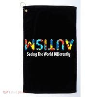 Autism Seeing The World Differently Upside Autism Awareness Golf Towel thumb 0