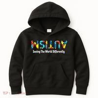 Autism Seeing The World Differently Upside Autism Awareness Kids Hoodie thumb 0