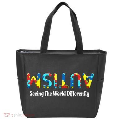 Autism Seeing The World Differently Upside Autism Awareness Tote Bag
