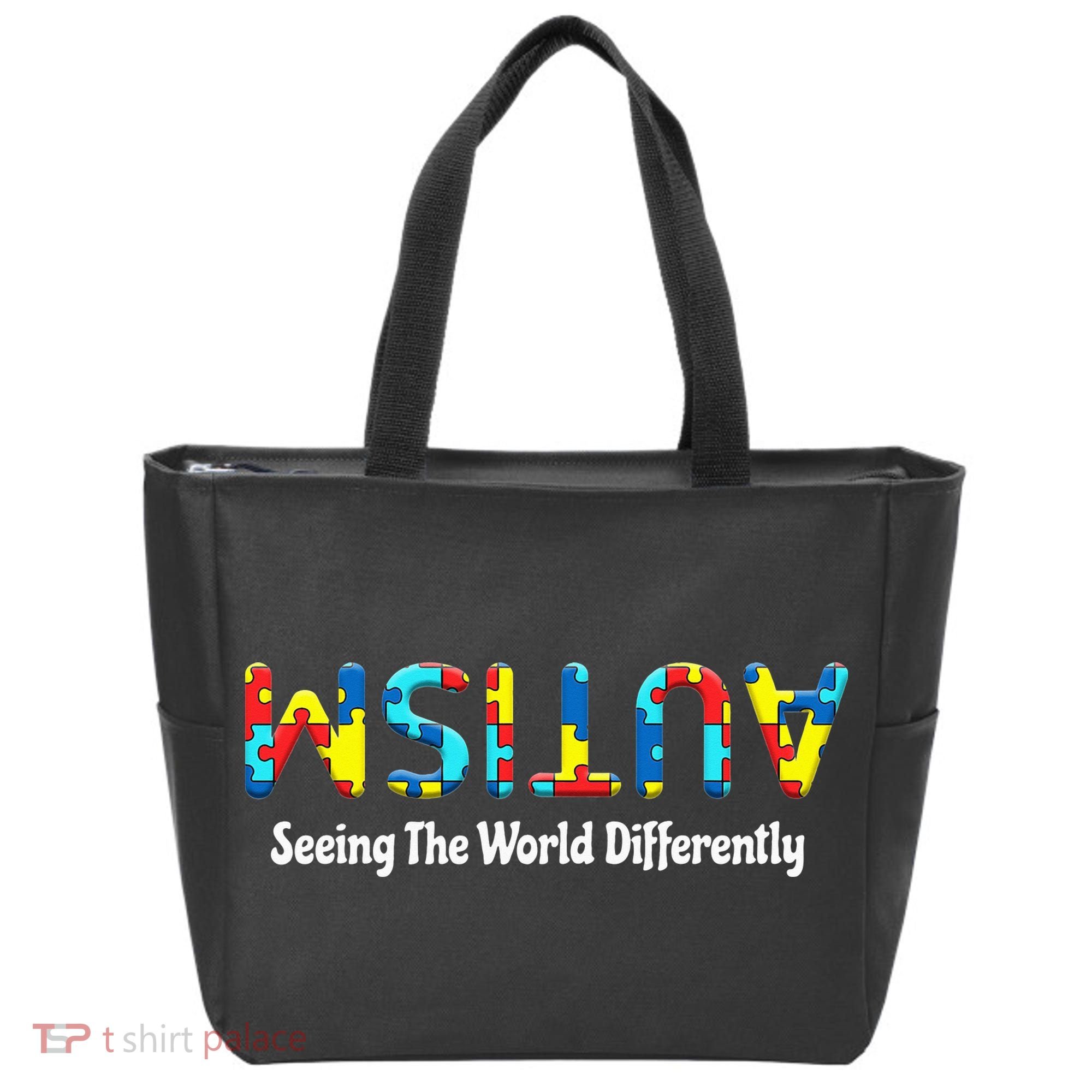 Autism Seeing The World Differently Upside Autism Awareness Tote Bag