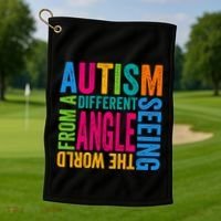 Autism Seeing The World From A Different Angle Autism Gift Golf Towel thumb 1