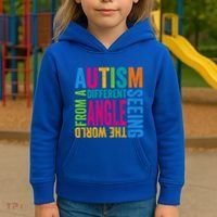Autism Seeing The World From A Different Angle Autism Gift Kids Hoodie thumb 3