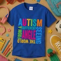 Autism Seeing The World From A Different Angle Autism Gift Kids T-Shirt thumb 3