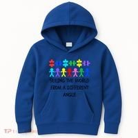 Autism Seeing The World From A Different Angle Awareness2024 Gift Kids Hoodie thumb 0