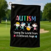Autism Seeing The World From A Different Angle Gift Golf Towel thumb 1
