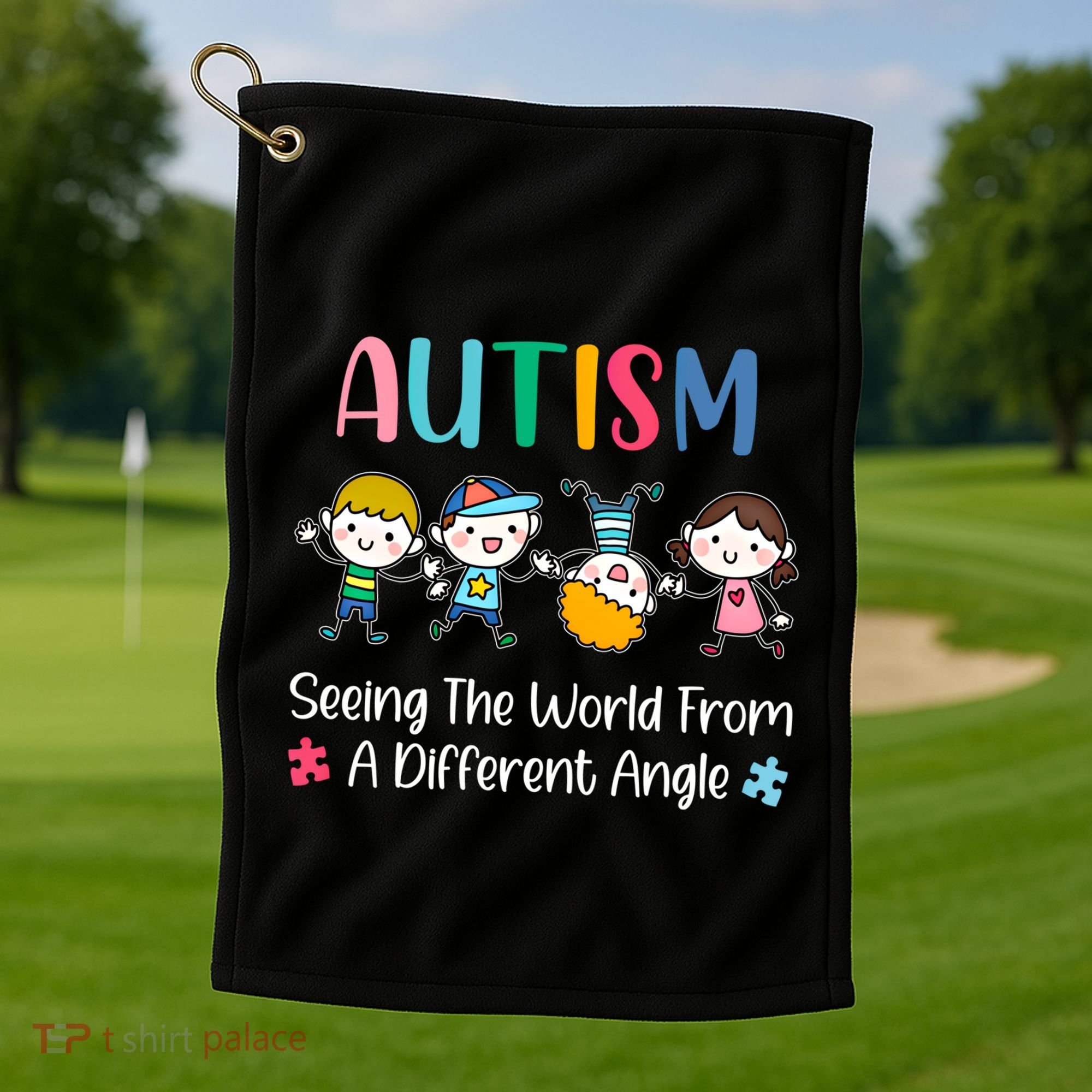 Autism Seeing The World From A Different Angle Gift Golf Towel