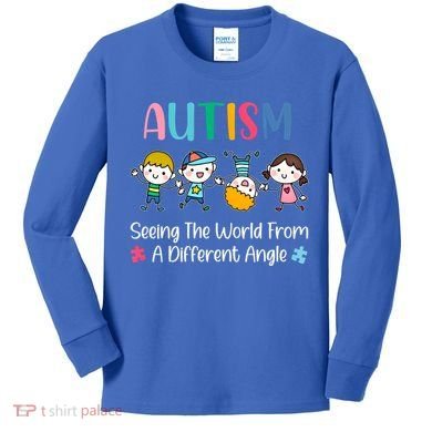 Autism Seeing The World From A Different Angle Gift Kids Long Sleeve Shirt