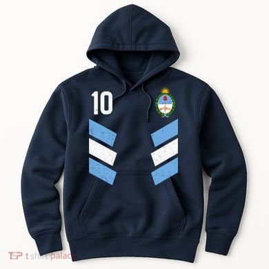Argentina Soccer Team Jersey 10 Flag Elblem Hoodie