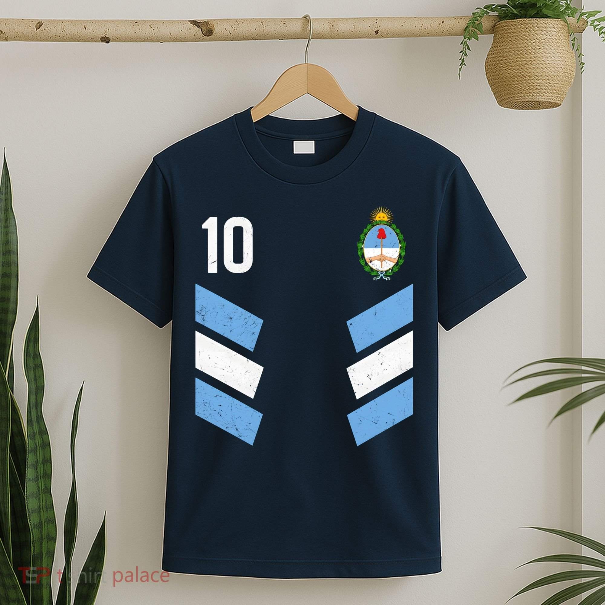 Argentina Soccer Team Jersey 10 Flag Elblem T-Shirt