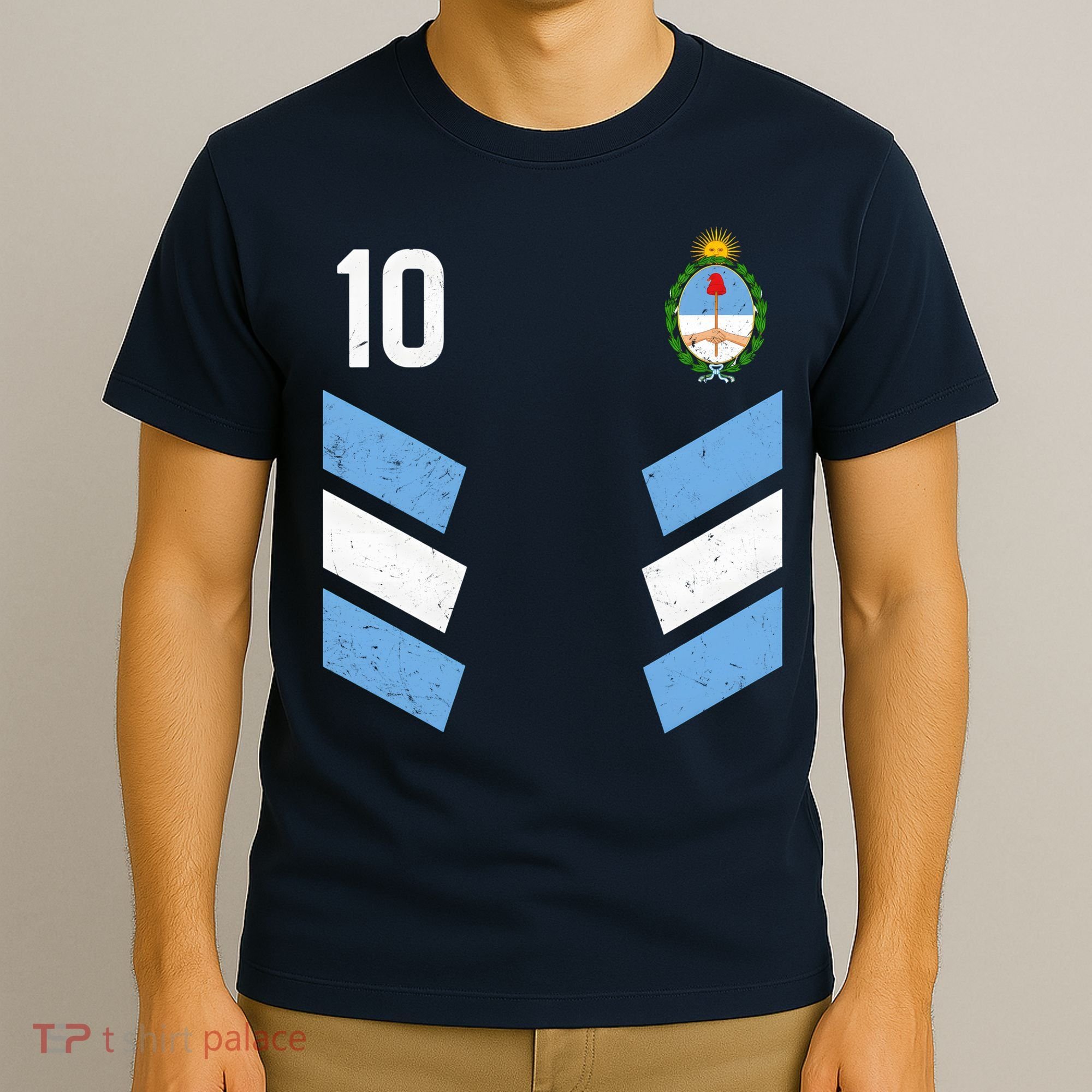 Argentina Soccer Team Jersey 10 Flag Elblem T-Shirt