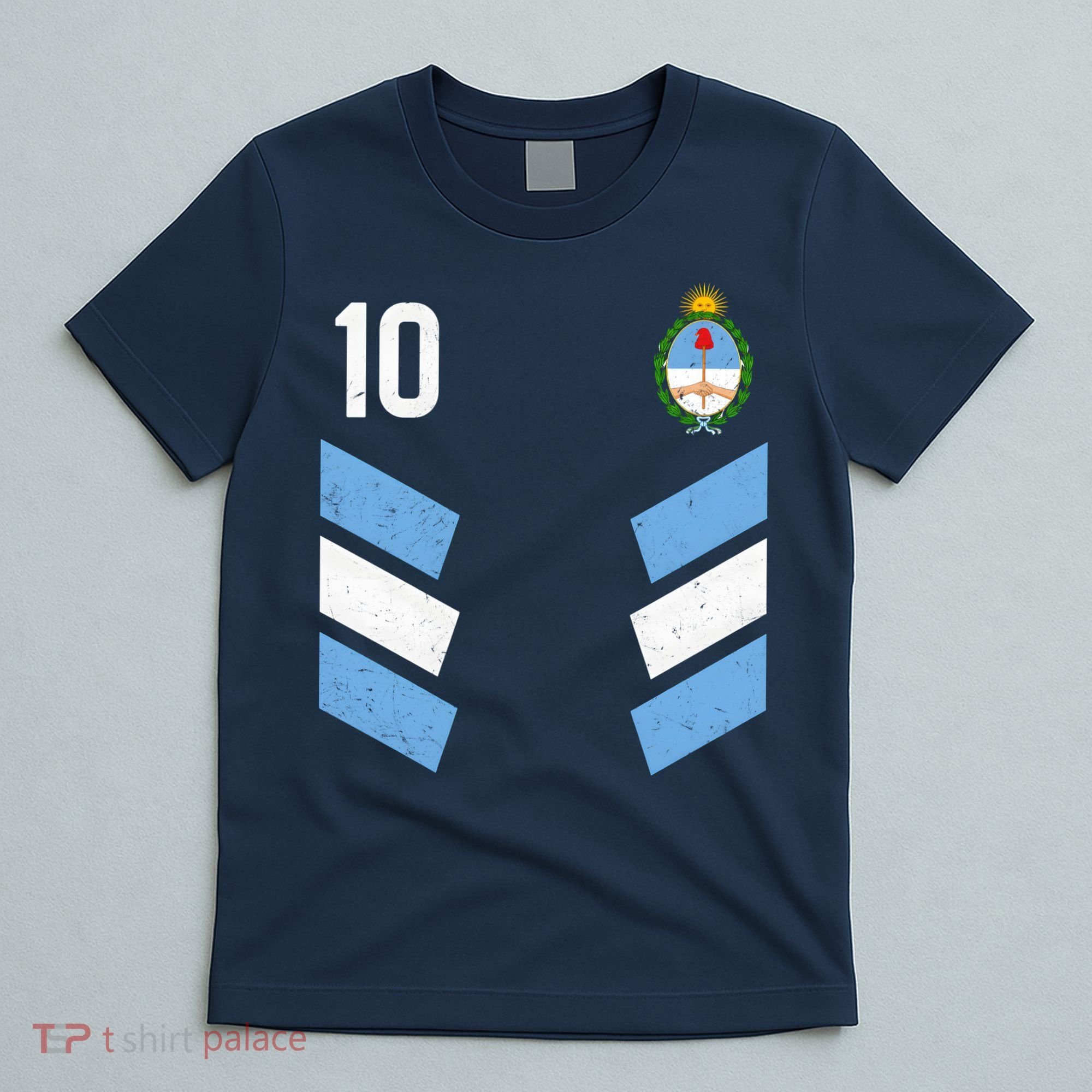 Argentina Soccer Team Jersey 10 Flag Elblem T-Shirt