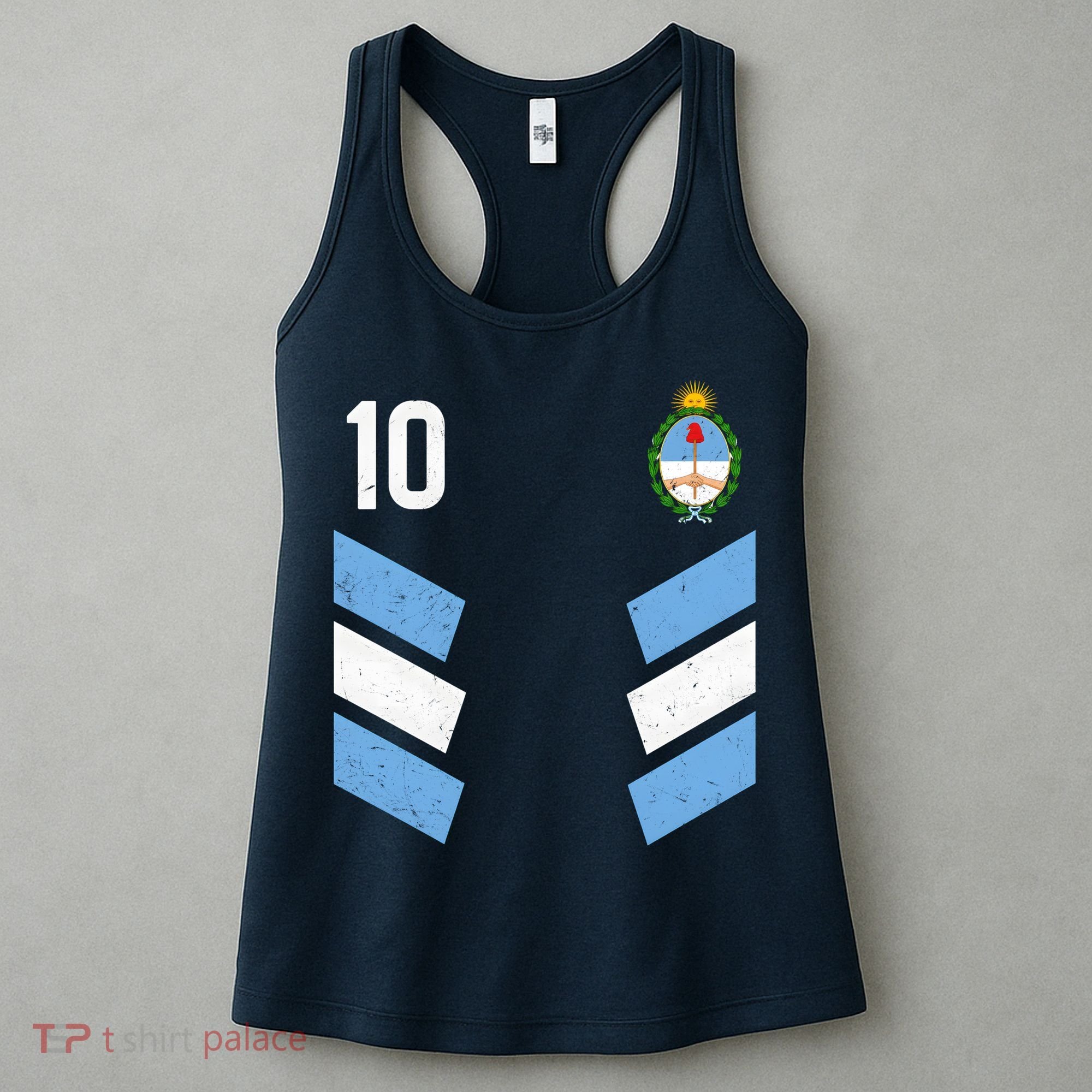 Argentina Soccer Team Jersey 10 Flag Elblem Women's Tank Top