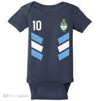 Argentina Soccer Team Jersey 10 Flag Elblem Baby Bodysuit thumb 0