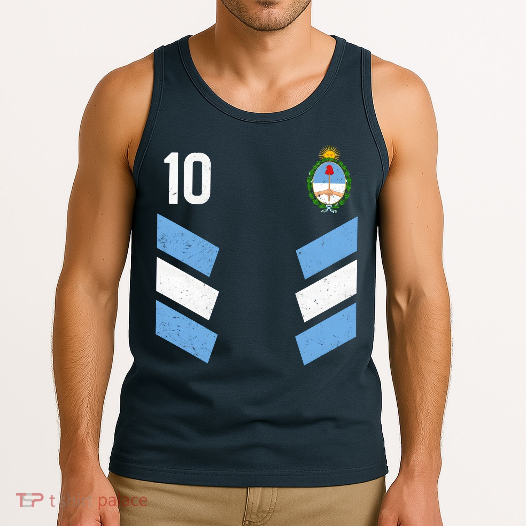Argentina Soccer Team Jersey 10 Flag Elblem Tank Top