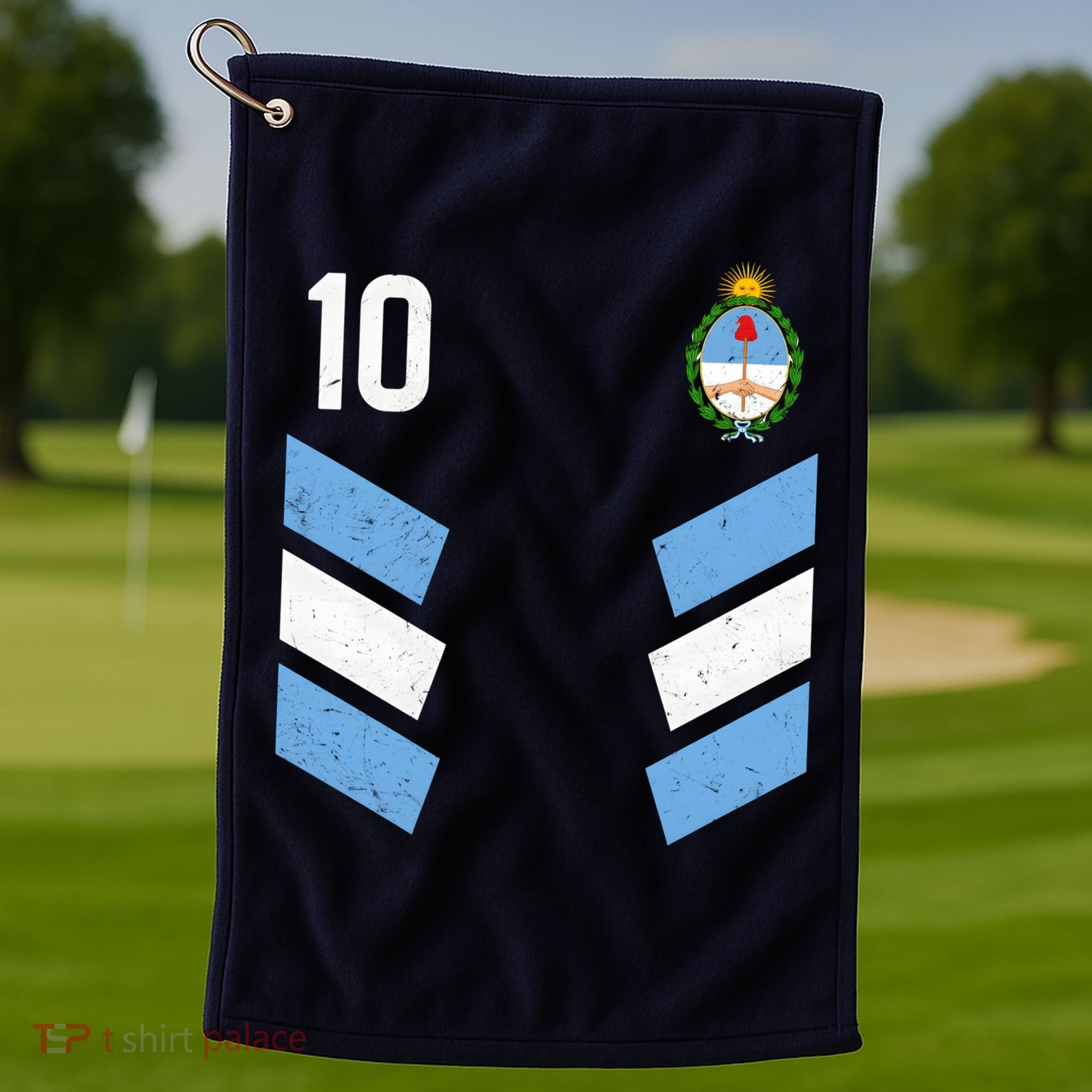 Argentina Soccer Team Jersey 10 Flag Elblem Golf Towel