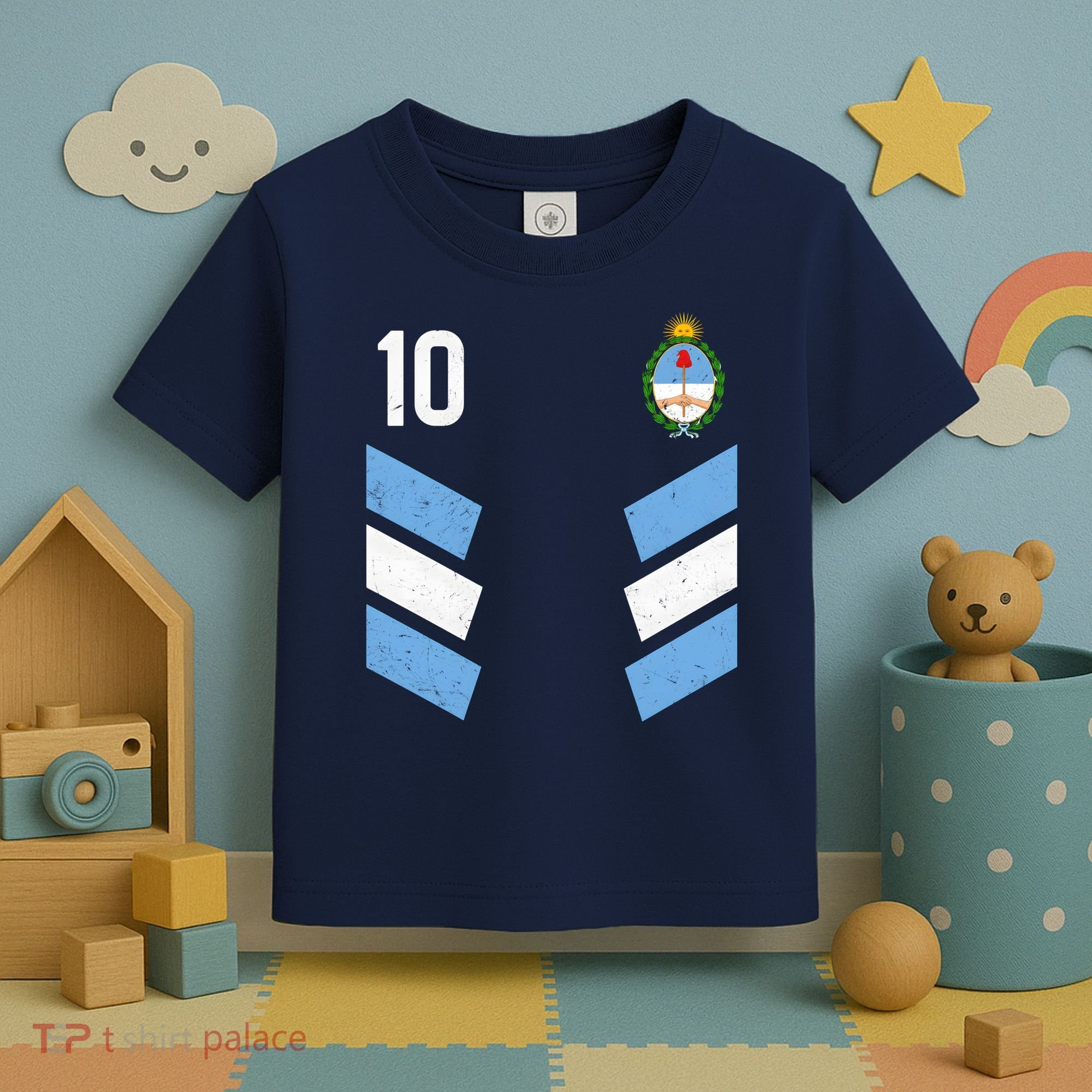 Argentina Soccer Team Jersey 10 Flag Elblem Toddler T-Shirt