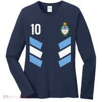 Argentina Soccer Team Jersey 10 Flag Elblem Women's Long Sleeve Shirt thumb 0