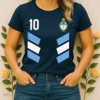 Argentina Soccer Team Jersey 10 Flag Elblem Women's T-Shirt thumb 2