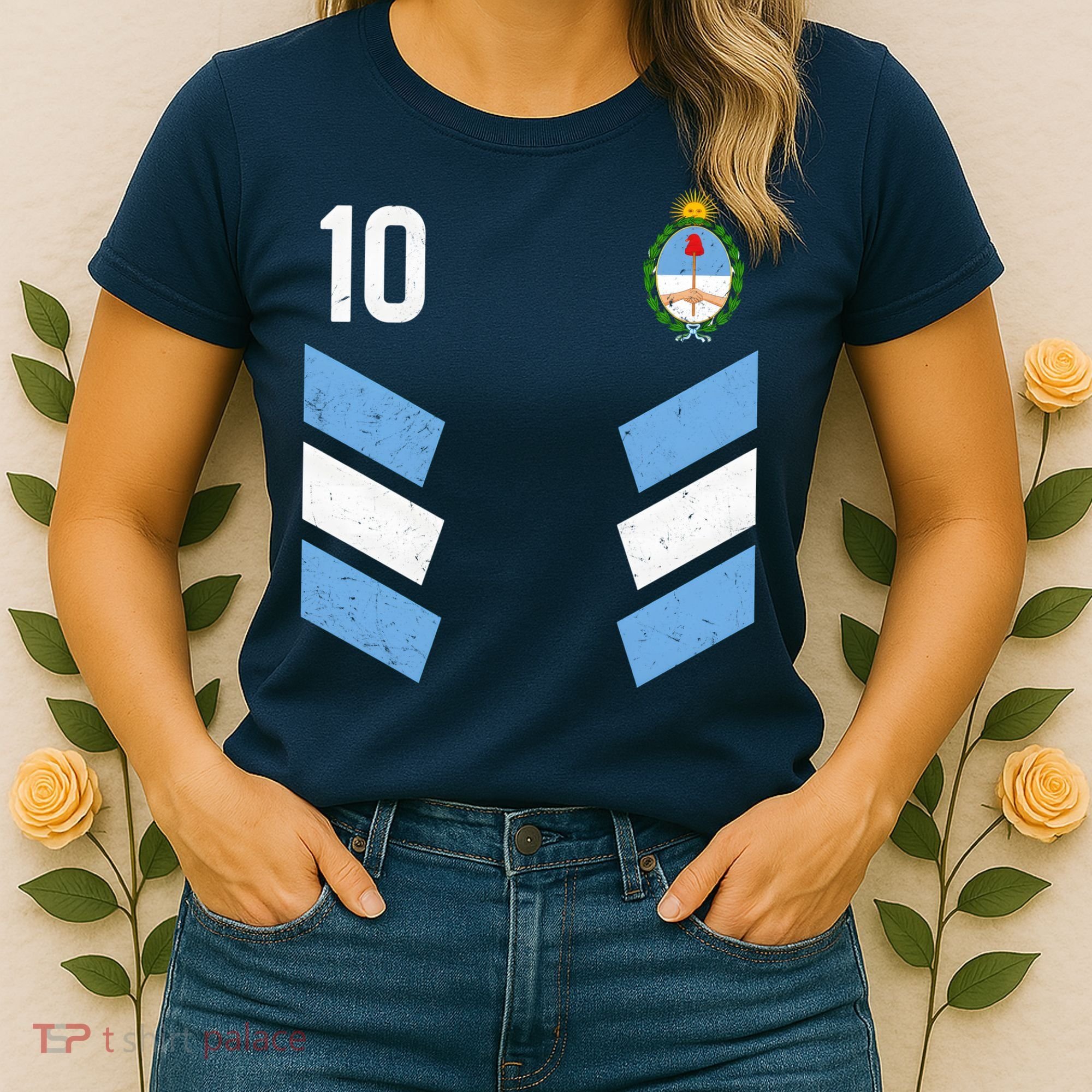 Argentina Soccer Team Jersey 10 Flag Elblem Women's T-Shirt