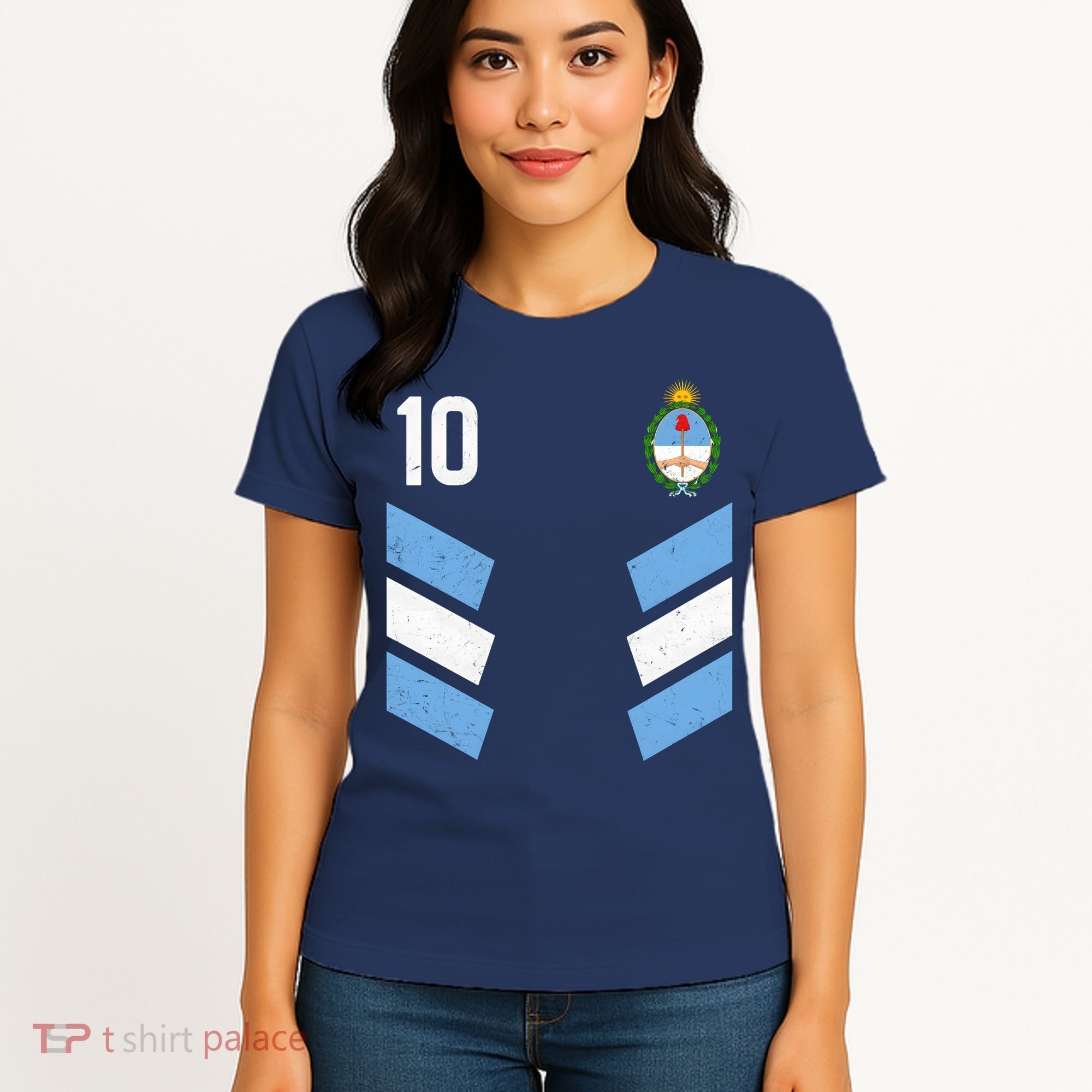 Argentina Soccer Team Jersey 10 Flag Elblem Women's T-Shirt