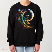 Astronaut surfing through space universe galaxy planets moon Women's Sweatshirt thumb 0