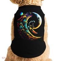 Astronaut surfing through space universe galaxy planets moon Doggie Tank thumb 0