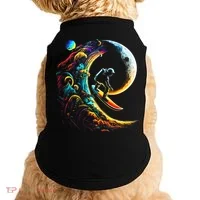 Astronaut surfing through space universe galaxy planets moon Doggie Tank thumb 0